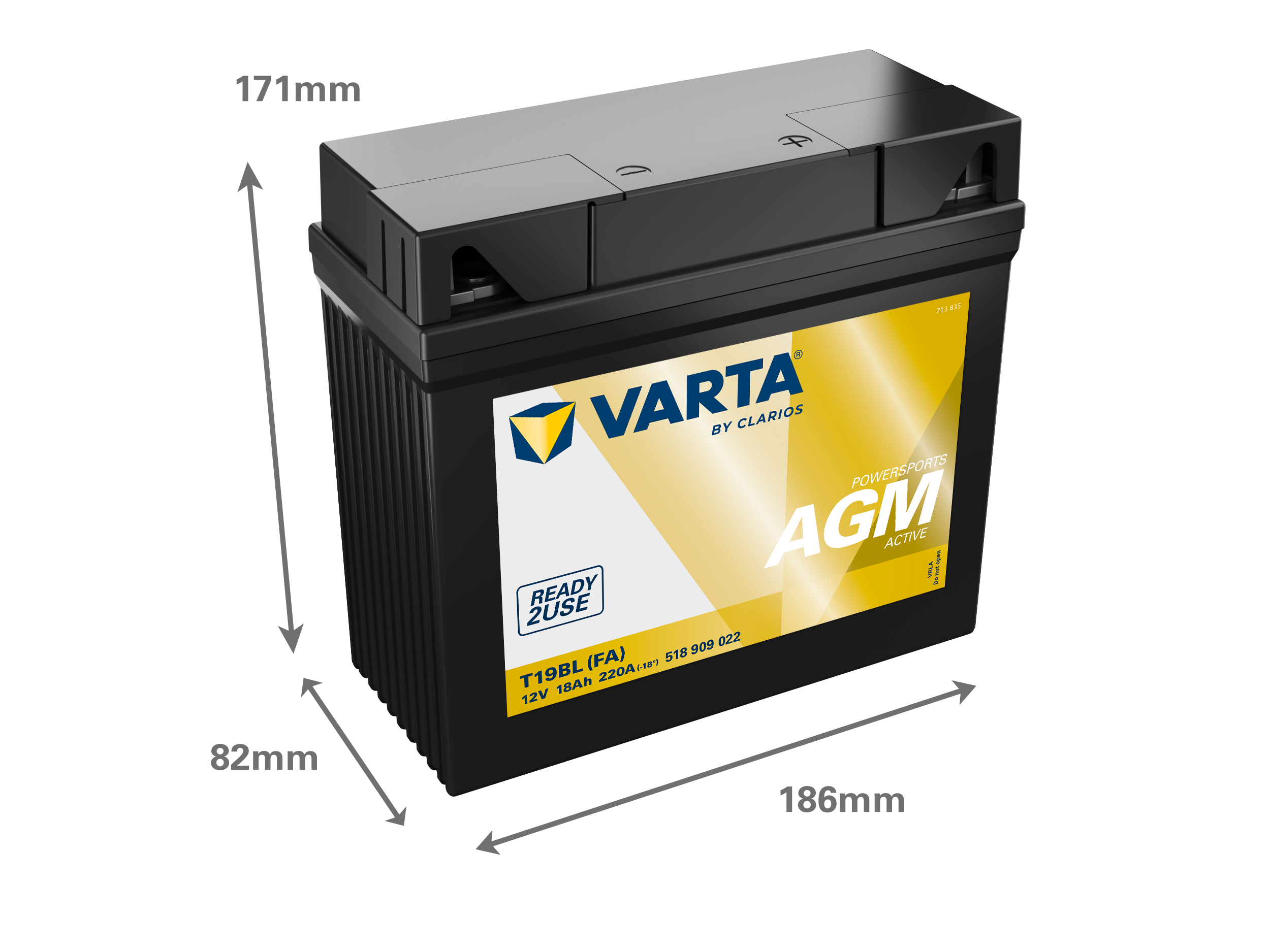 Dimensões da bateria VARTA 518909022