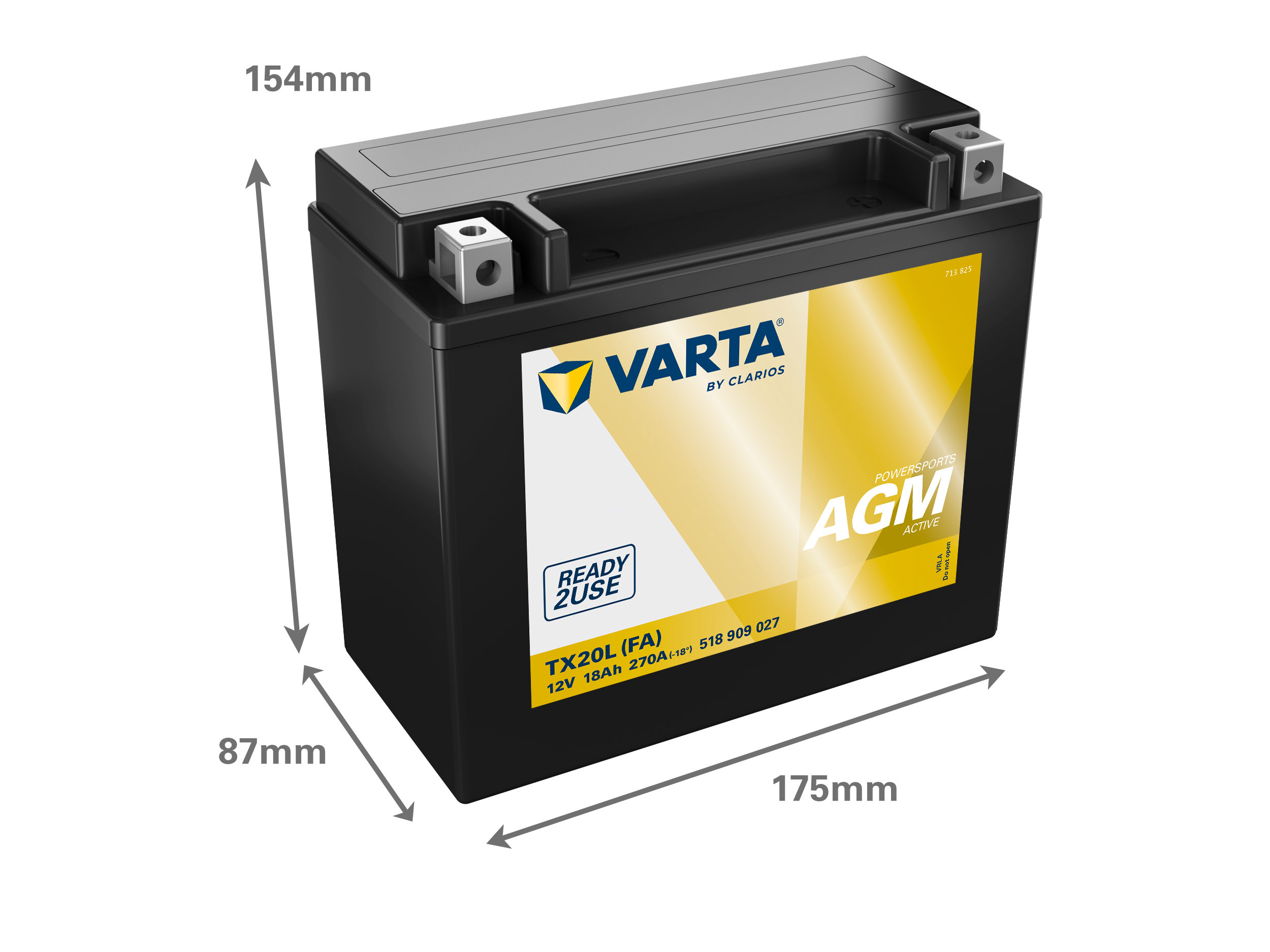 Dimensões da bateria VARTA 518909027