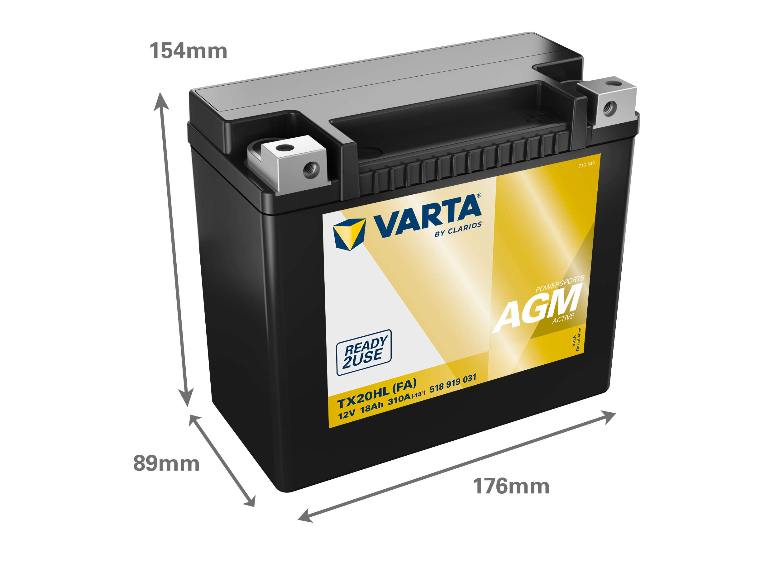 Dimensioni della batteria VARTA 518919031