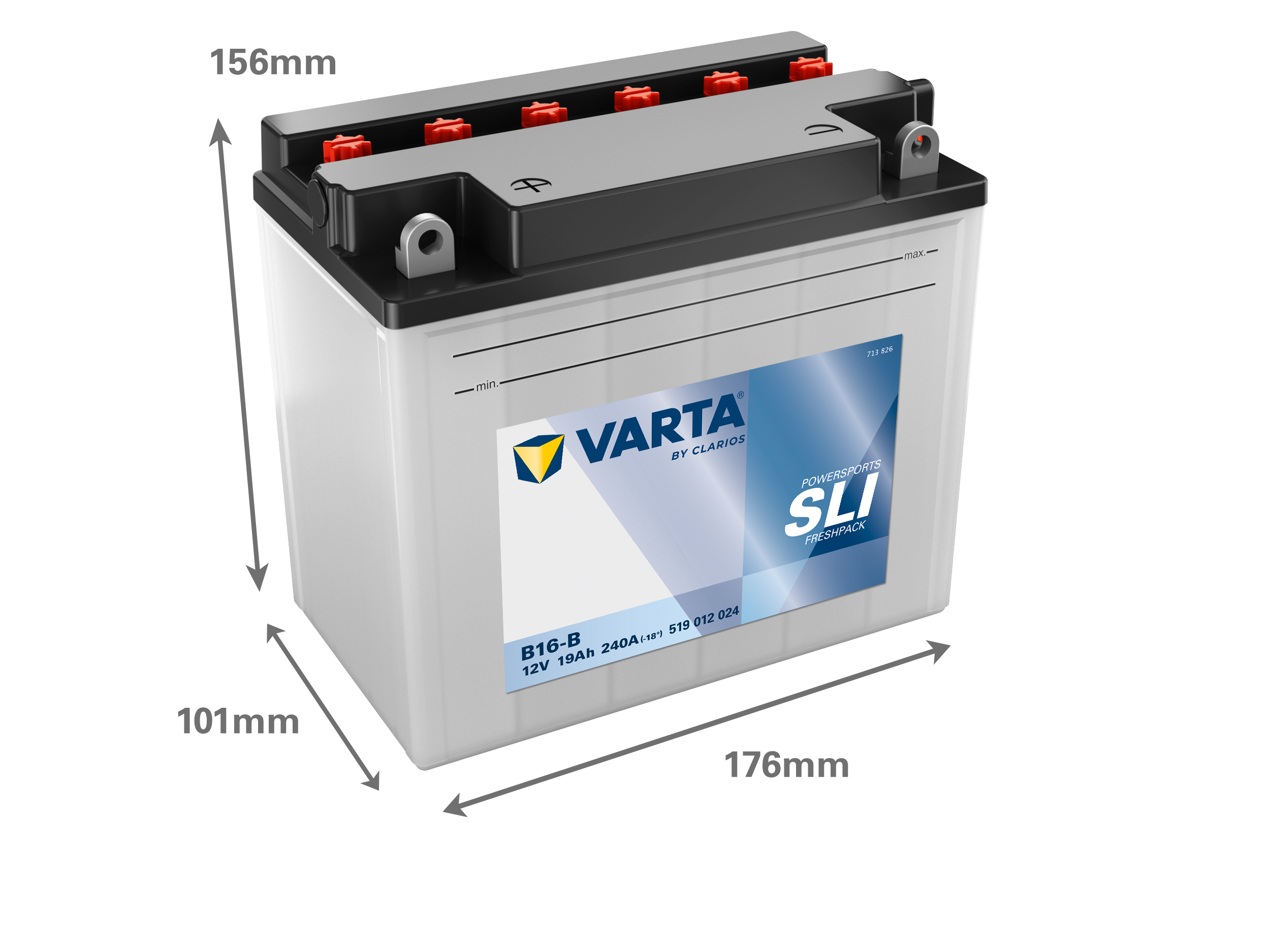Dimensões da bateria VARTA 519012024