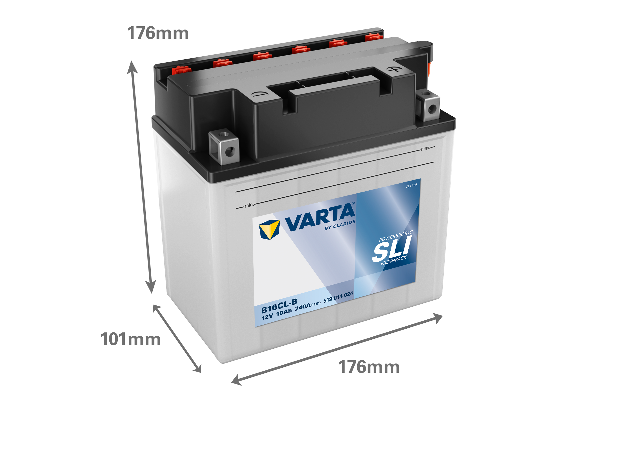 Dimensiones de la batería VARTA 519014024