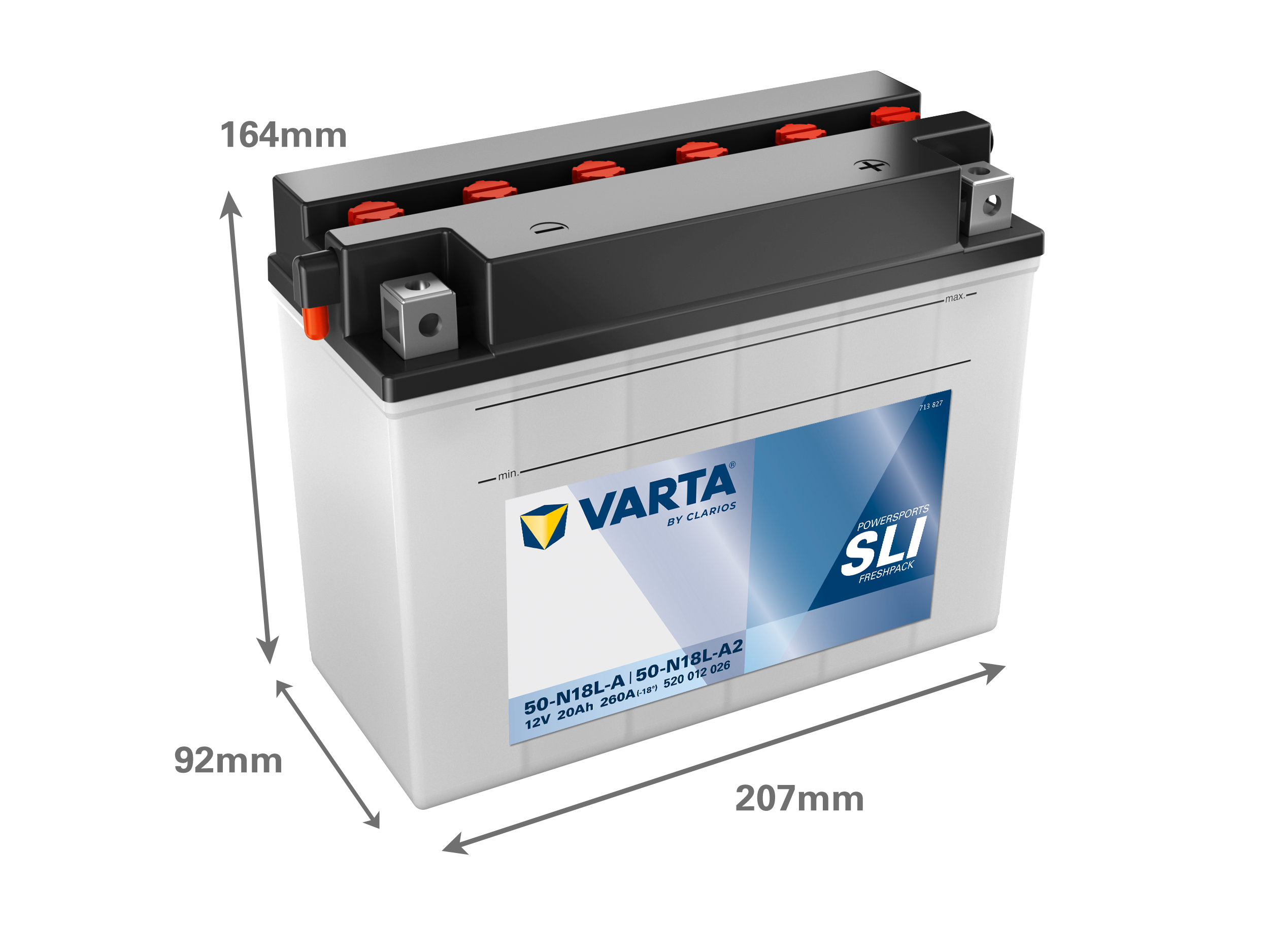 Dimensiones de la batería VARTA 520012026