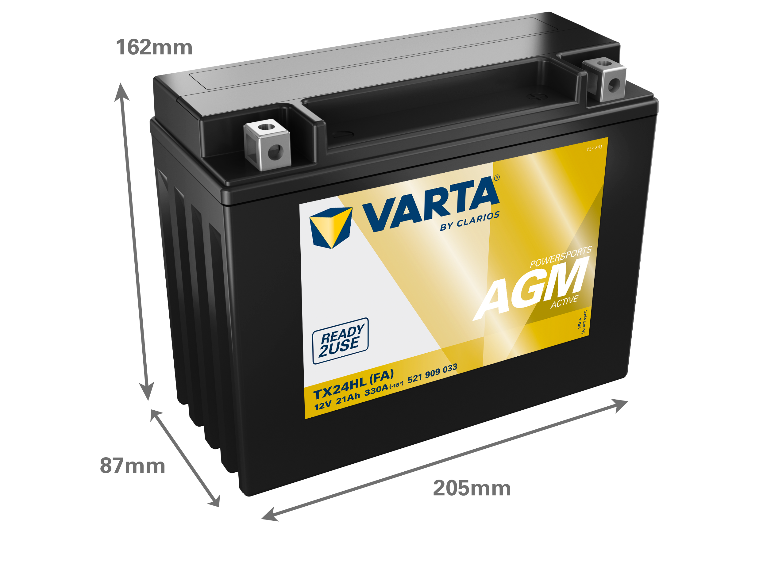 Dimensões da bateria VARTA 521909033