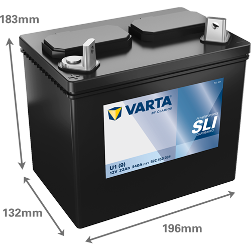 Dimensões da bateria VARTA 522450034
