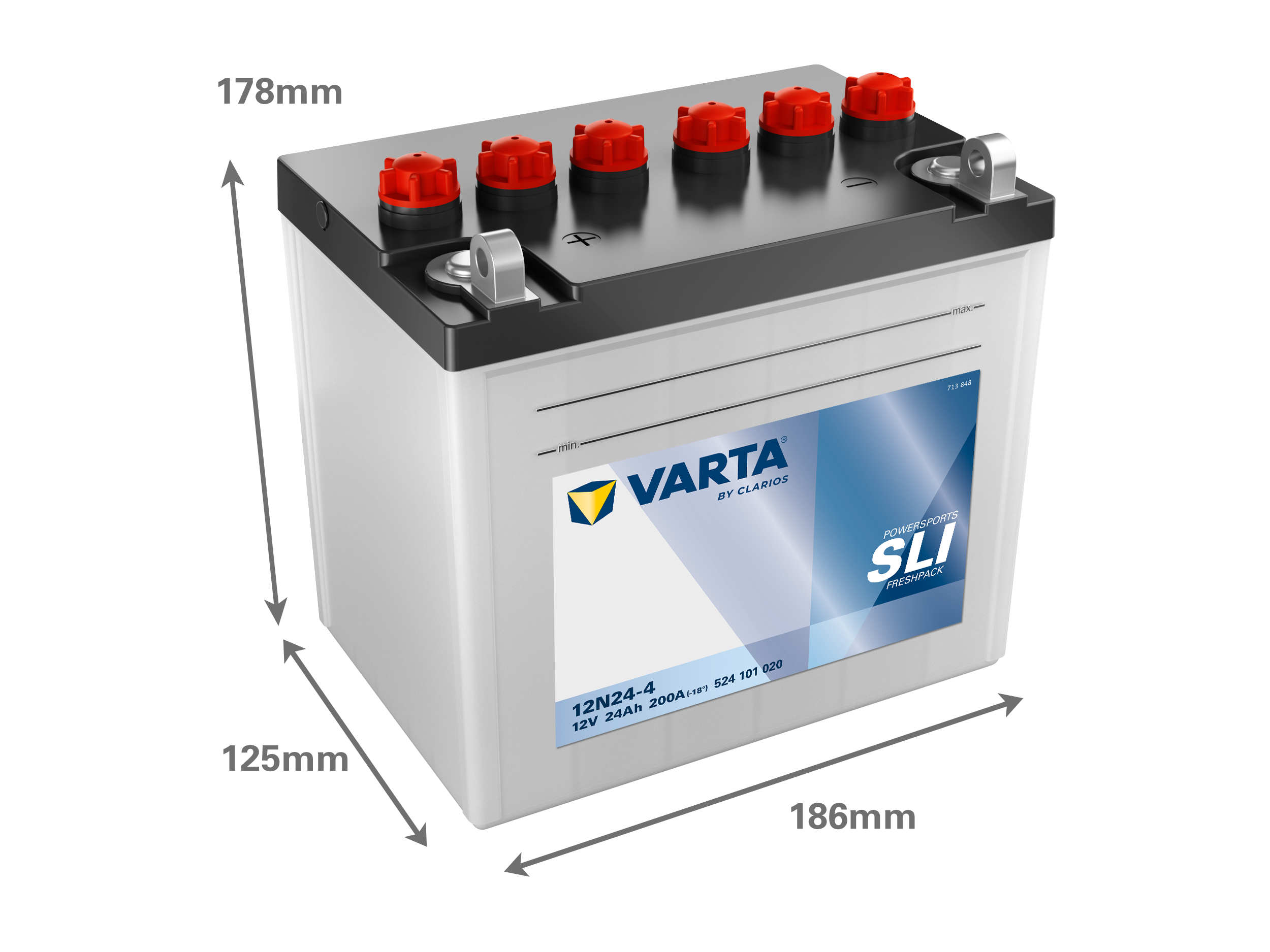 Maße der VARTA 524101020 Batterie
