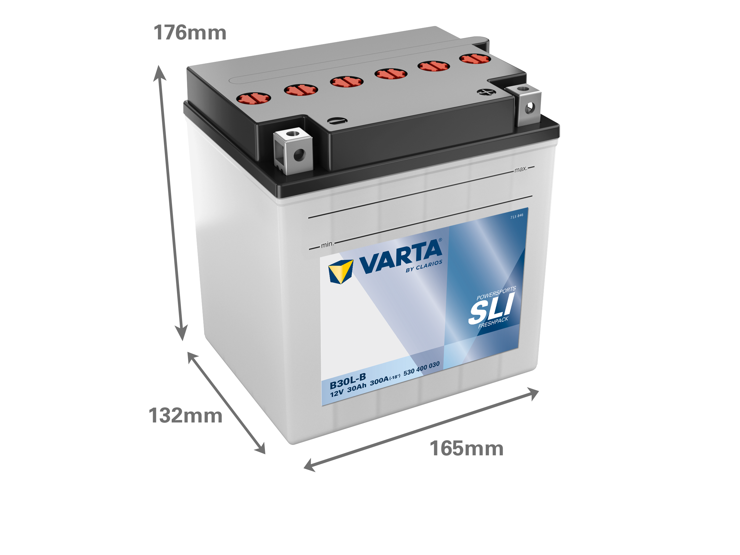Dimensões da bateria VARTA 530400030