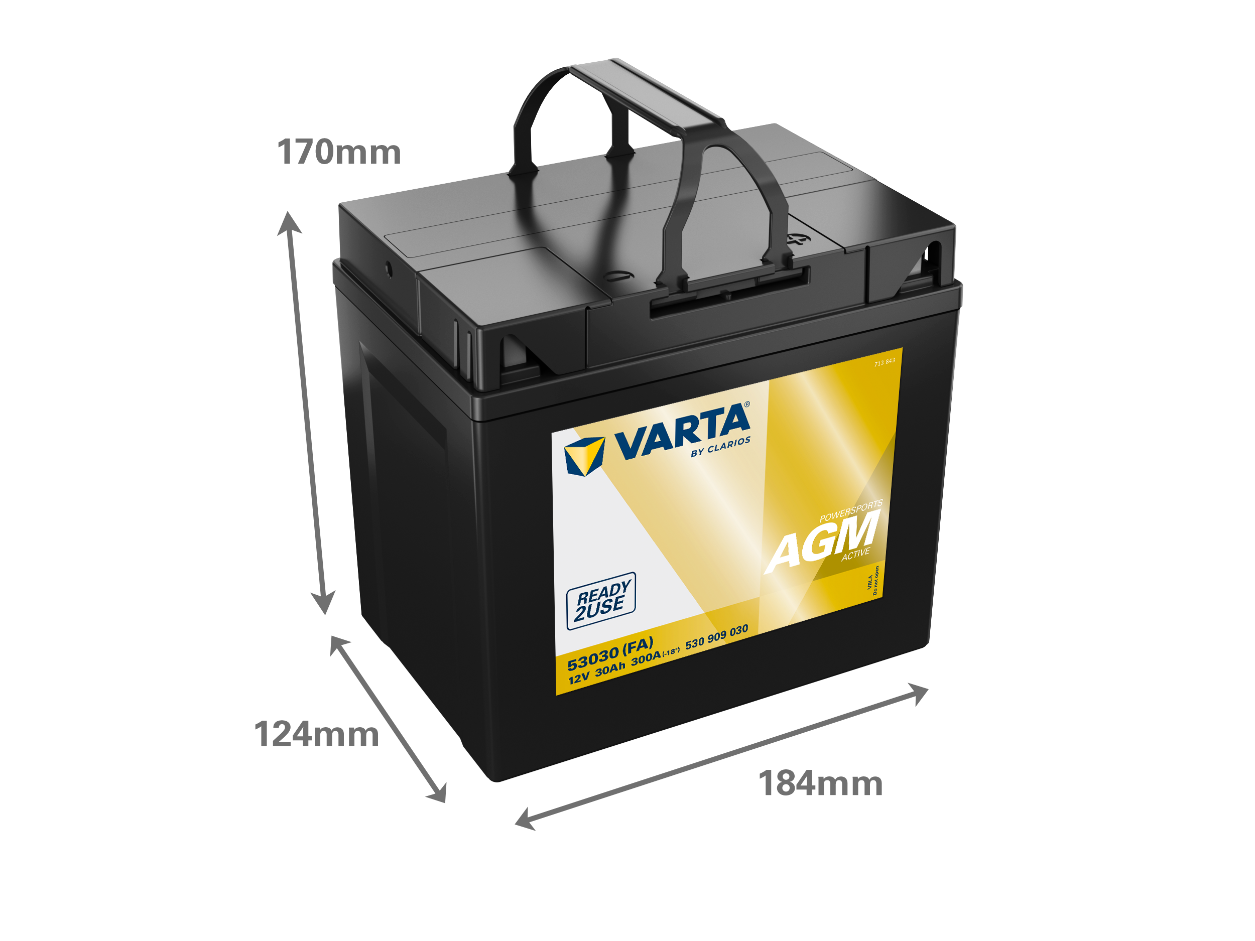 Dimensões da bateria VARTA 530909030
