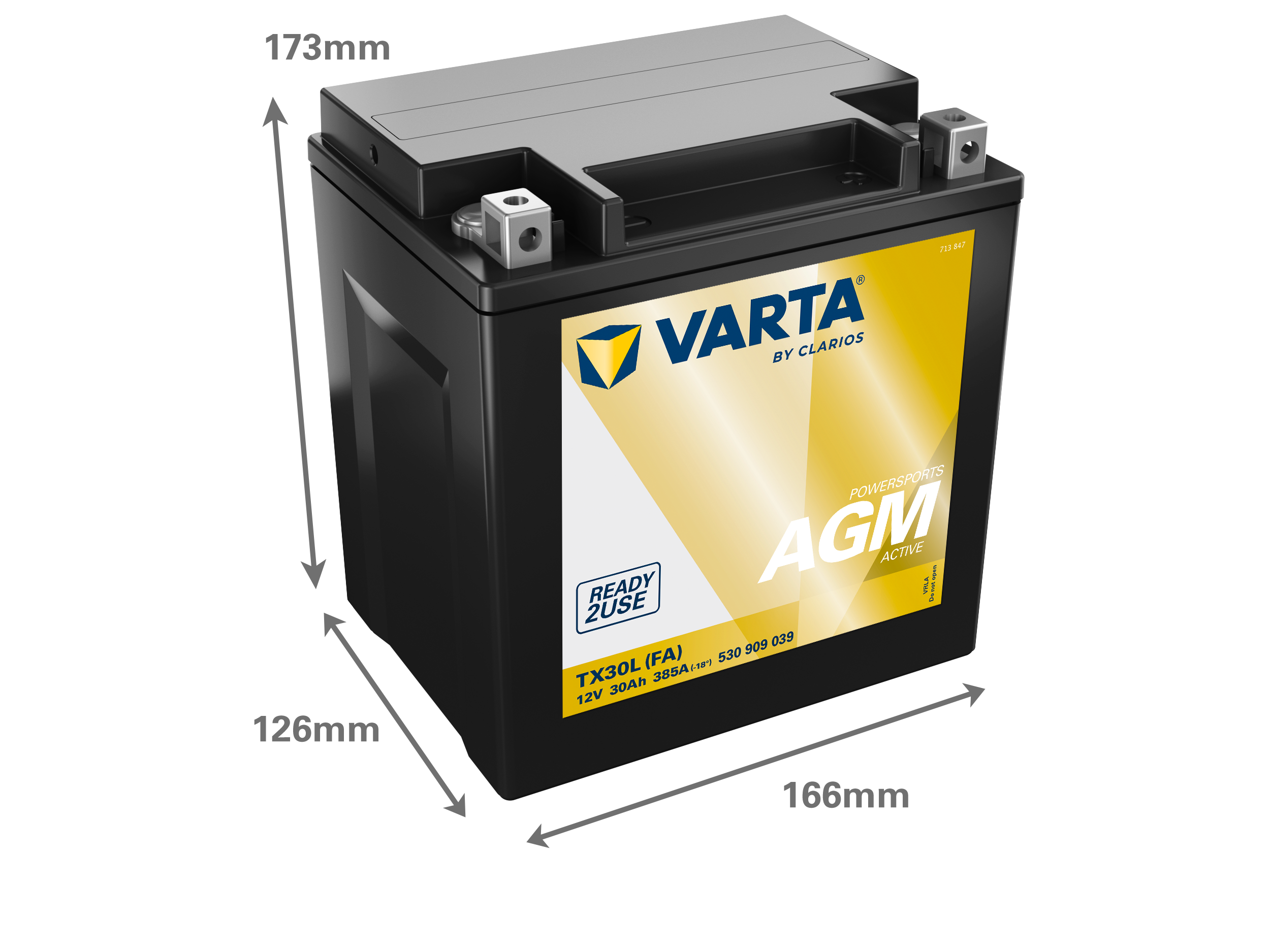 Maße der VARTA 530909039 Batterie