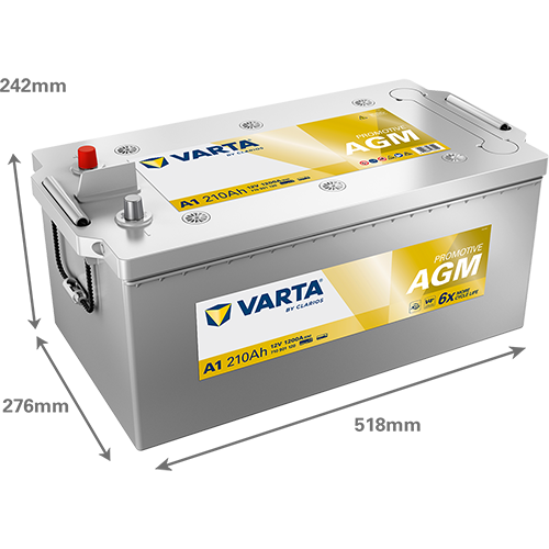 Dimensões da bateria VARTA A1