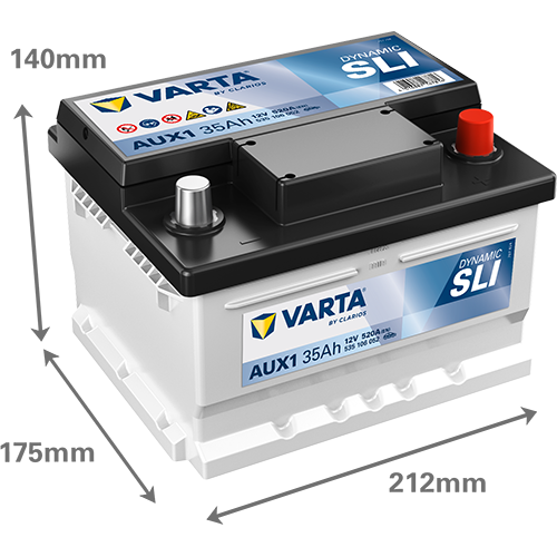 Dimensiones de la batería VARTA AUX1