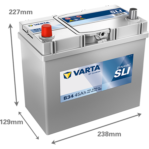 Dimensioni della batteria VARTA B34