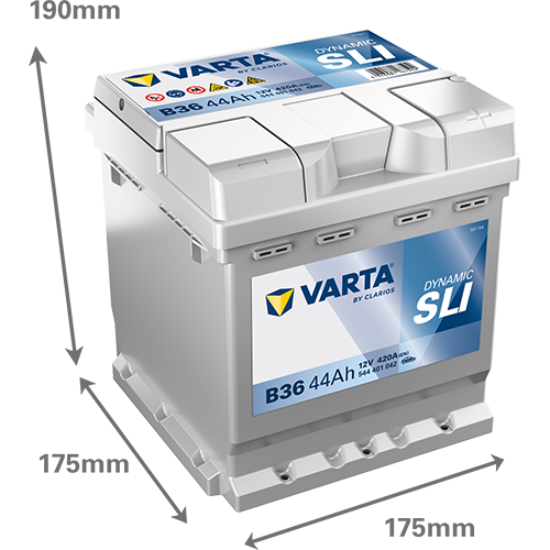 VARTA B36 battery dimensions