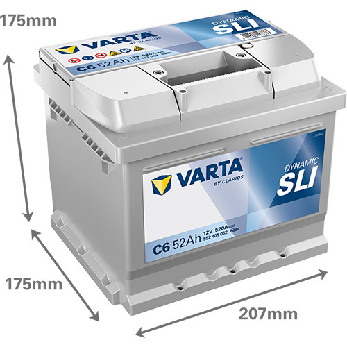 Dimensiones de la batería VARTA C6
