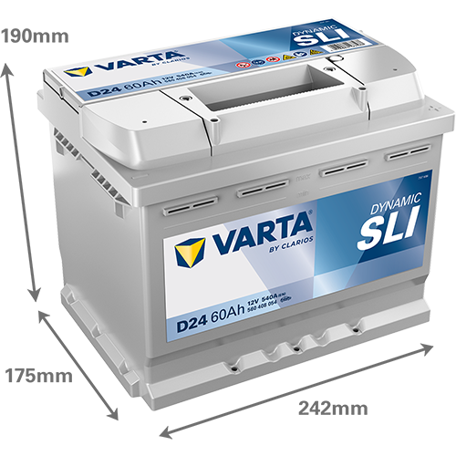 VARTA D24 battery dimensions