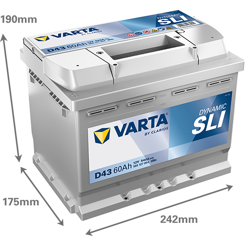 Dimensioni della batteria VARTA D43