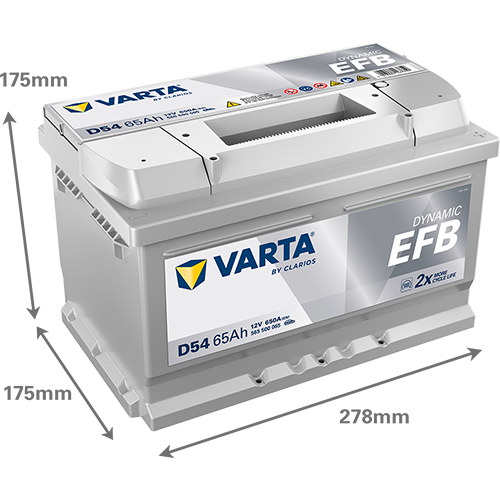 Dimensioni della batteria VARTA D54