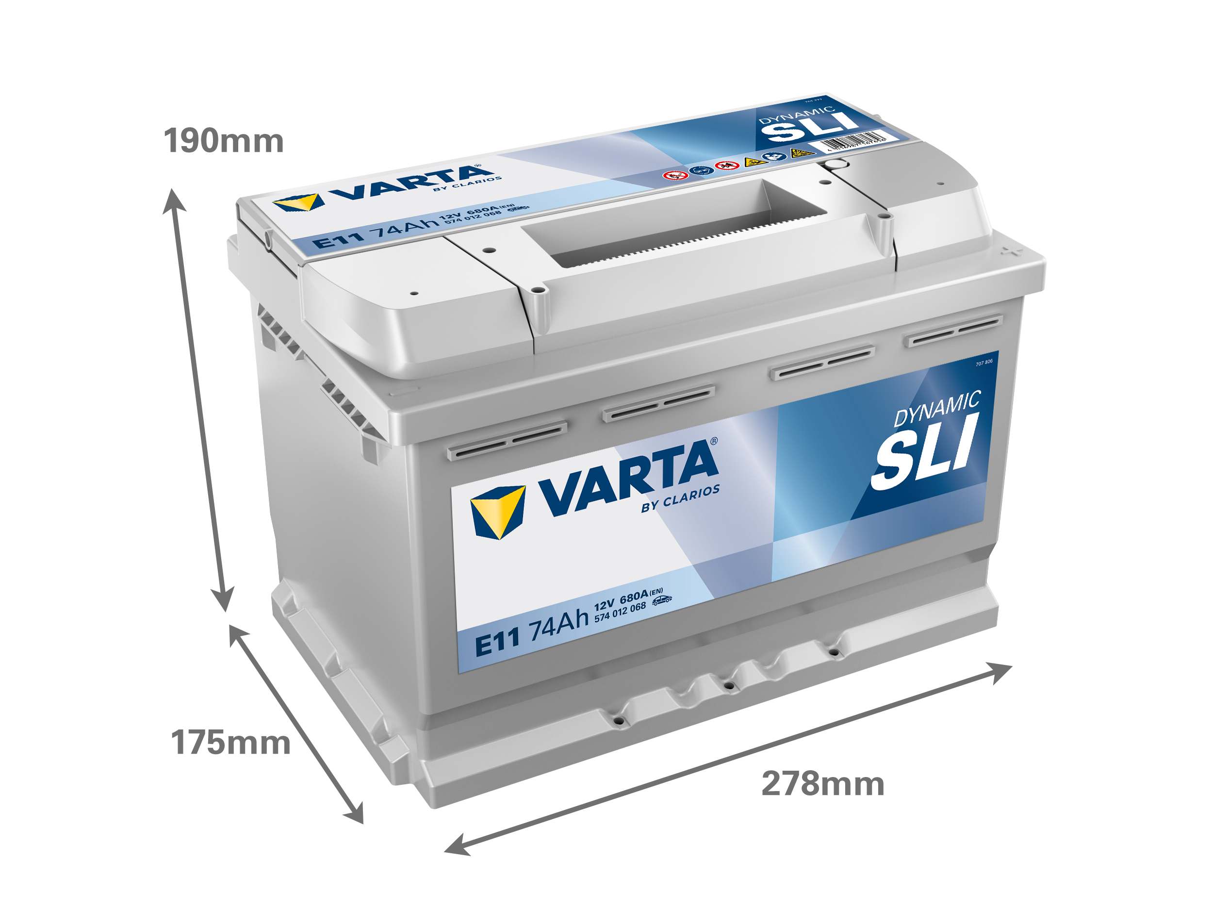 Dimensions de la batterie VARTA E11