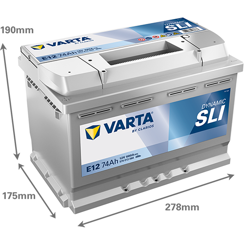 Dimensioni della batteria VARTA E12