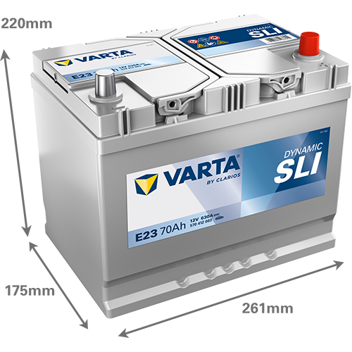 Dimensions de la batterie VARTA E23