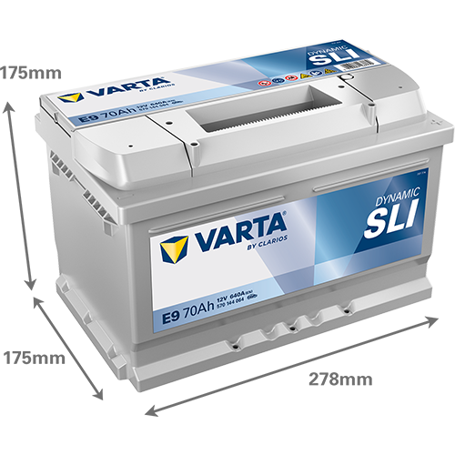 Dimensioni della batteria VARTA E9