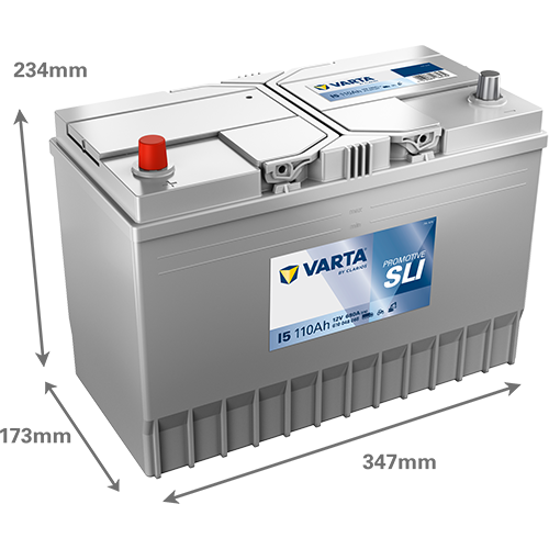 Dimensões da bateria VARTA I5
