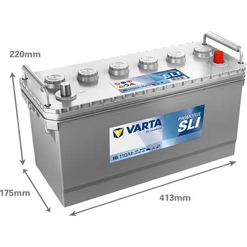 Dimensões da bateria VARTA I6