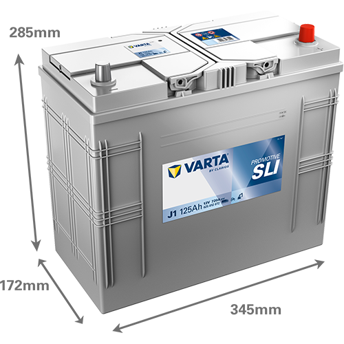 Dimensões da bateria VARTA J1