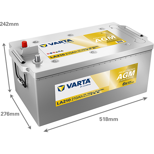 Dimensiones de la batería VARTA LA210