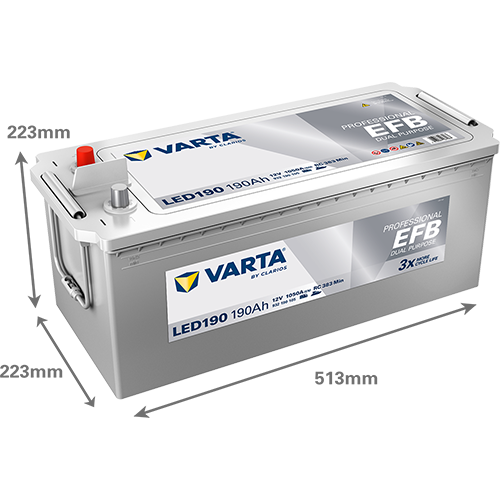 Dimensions de la batterie VARTA LED190