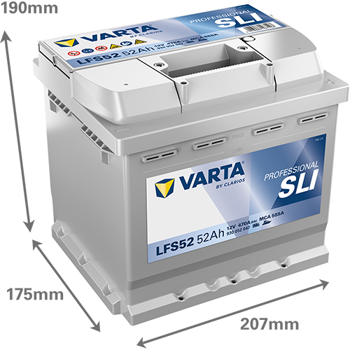 Dimensiones de la batería VARTA LFS52