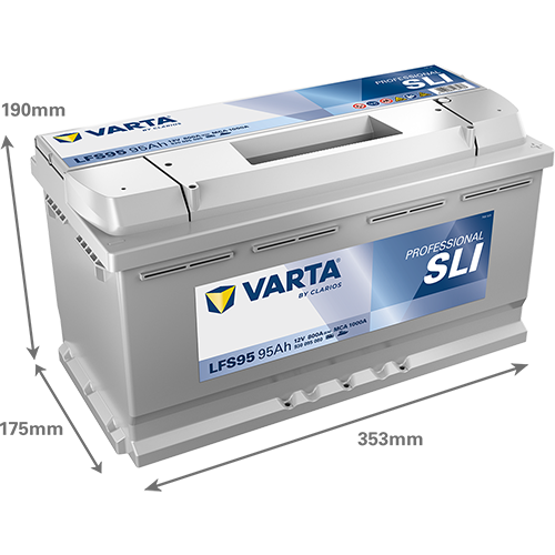 Dimensões da bateria VARTA LFS95