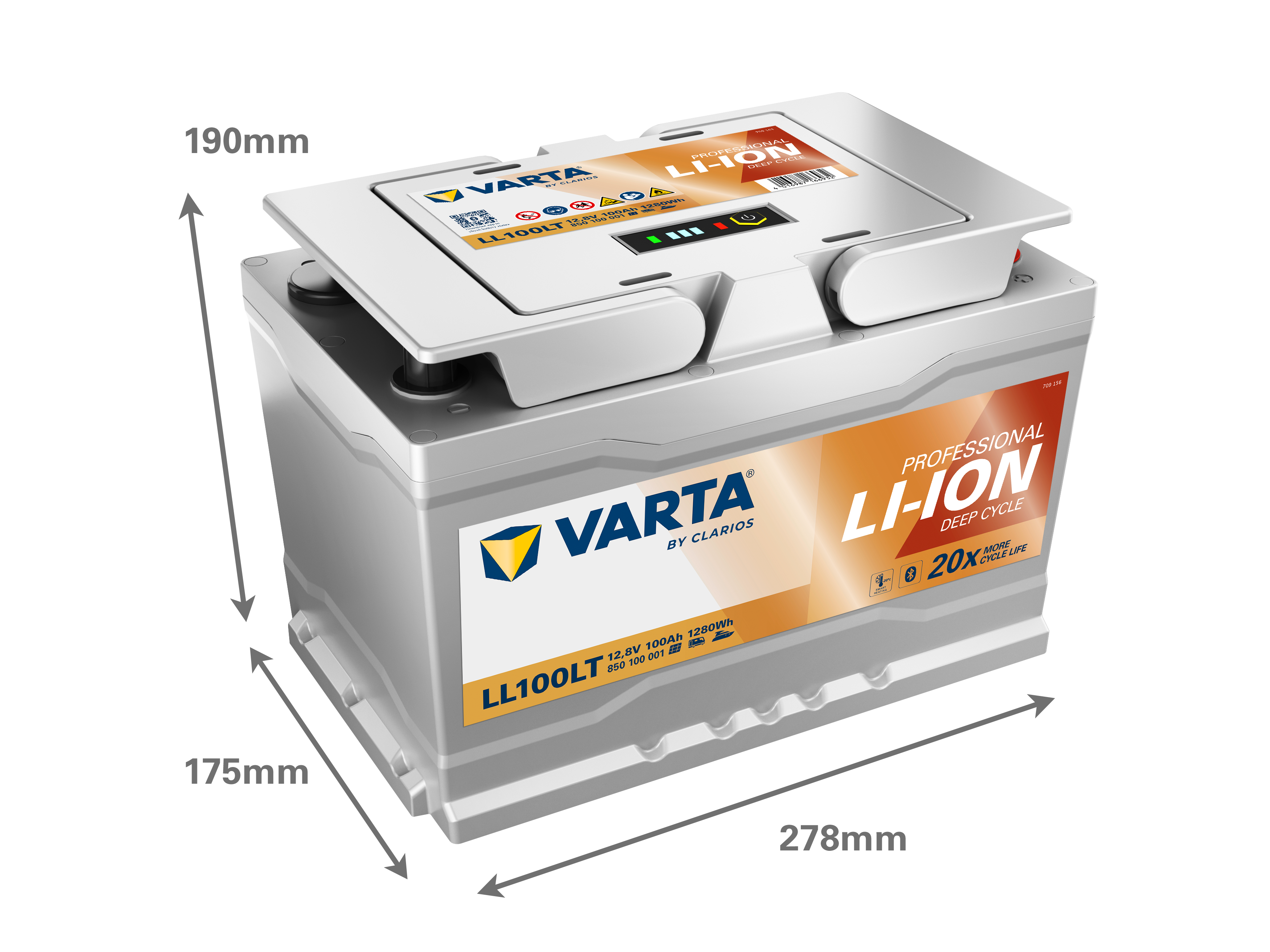 Dimensiones de la batería VARTA LL100LT