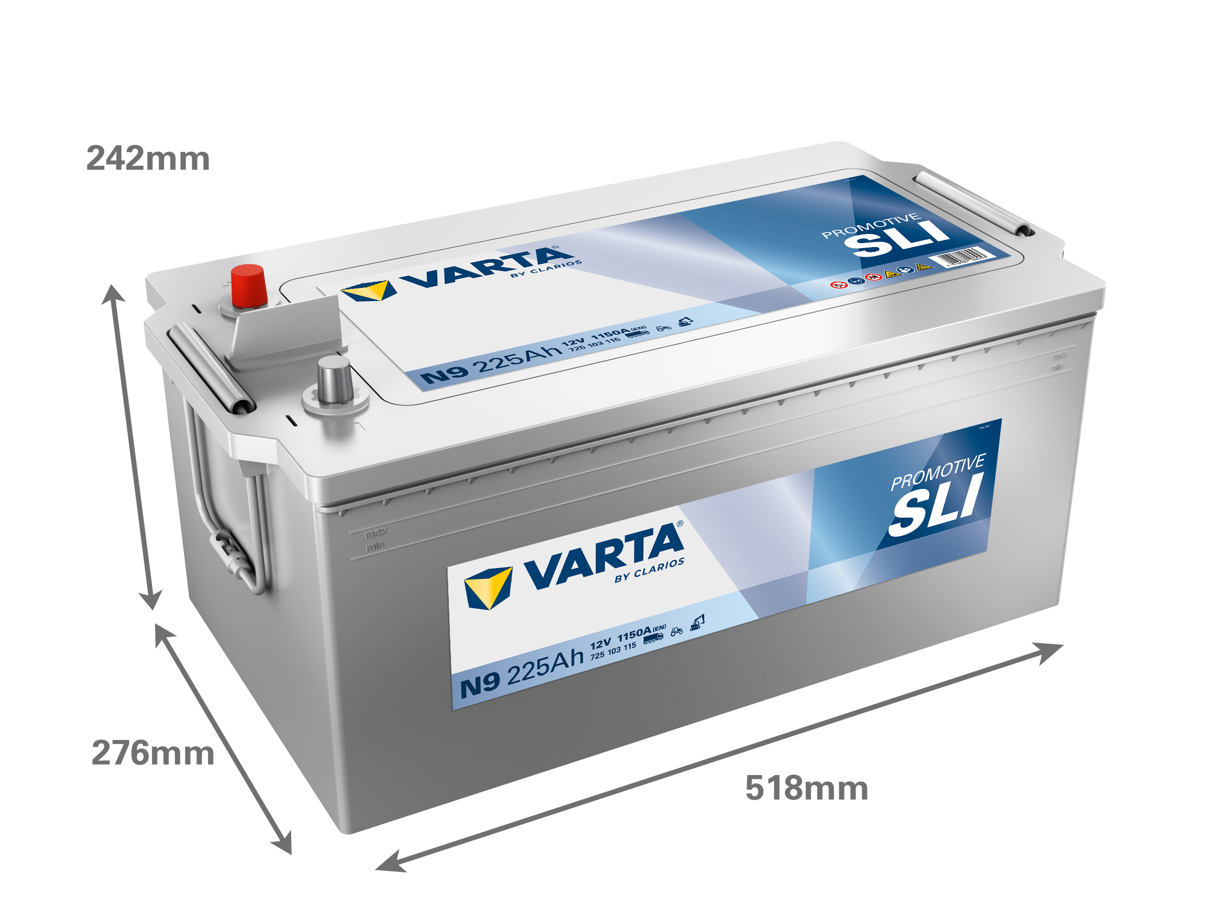 Dimensioni della batteria VARTA N9